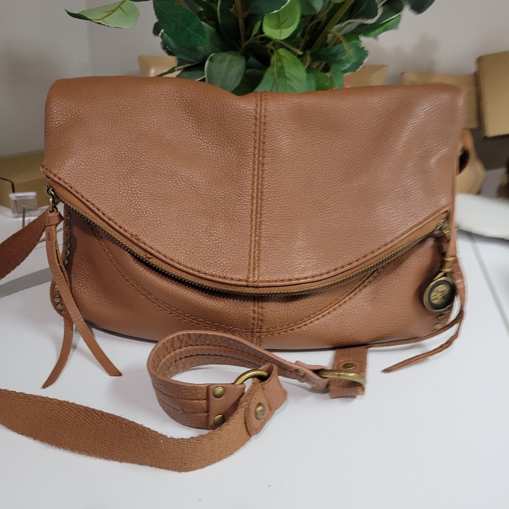 The SAK large cognac camel fold over bag GOOD CONDITION